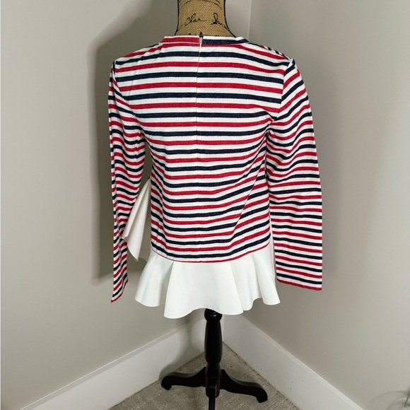 English Factory Red, White, and Blue Striped Ruffle Blouse - Picture 3 of 7